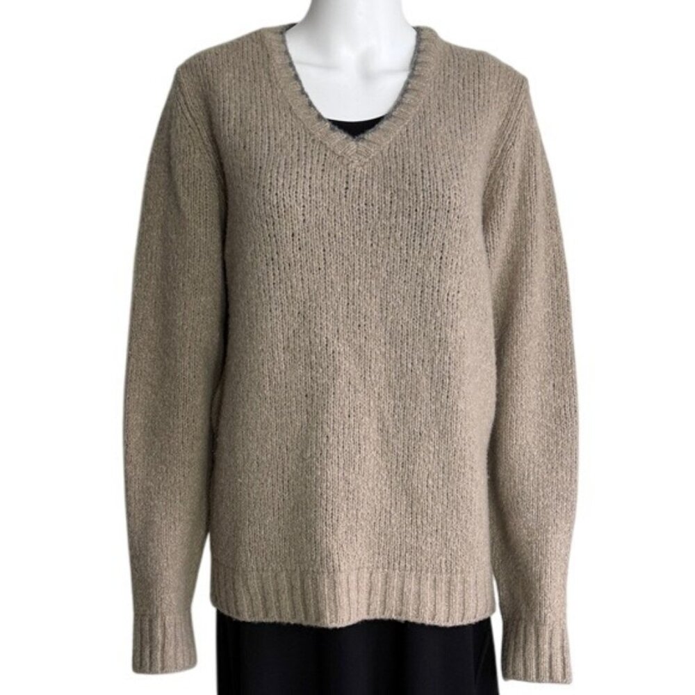 Zanone Italian Wool–Cashmere V-Neck Sweater – Size Fits M/L